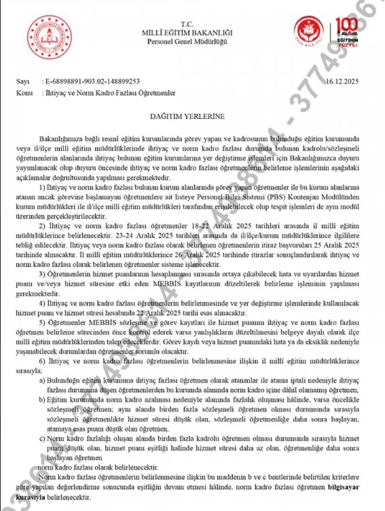 MEB'den Resmi Talimat: Norm Kadro Fazlası Öğretmenler İçin Takvim Netleşti! Norm Fazlası Belirleme Sıralaması Değişti